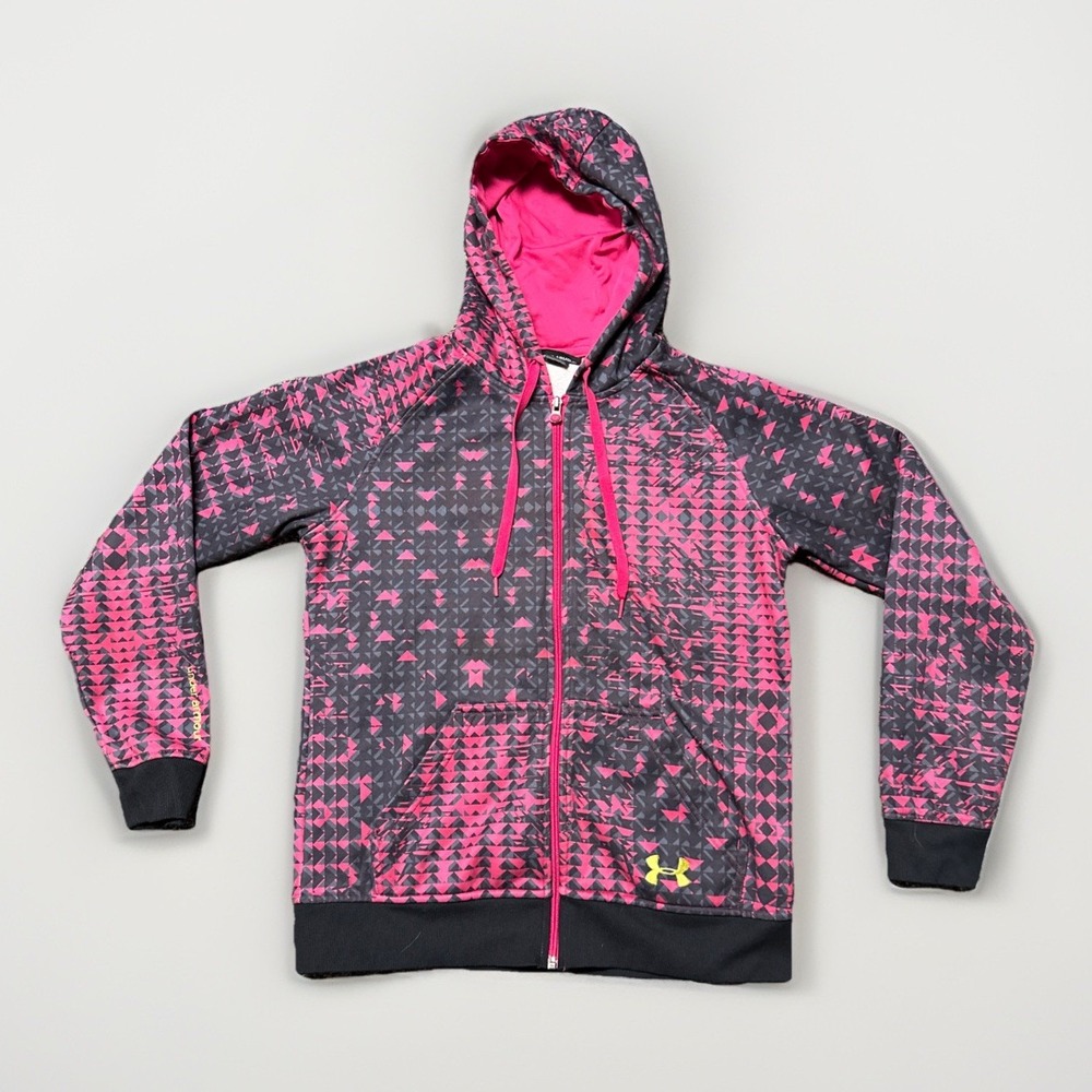 Under Armour Pink Gray Hoodie with Yellow Logo Women's Size S